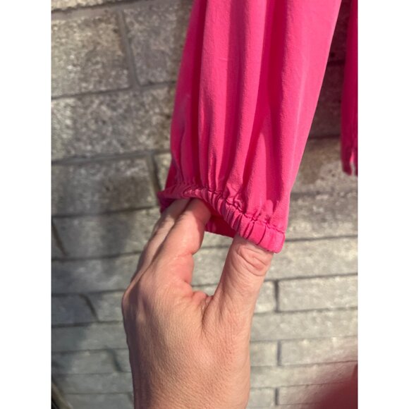 Lilly Pulitzer Womens Pink Smocked Long Sleeve Blouse W/ Button Detail S - Picture 5 of 8